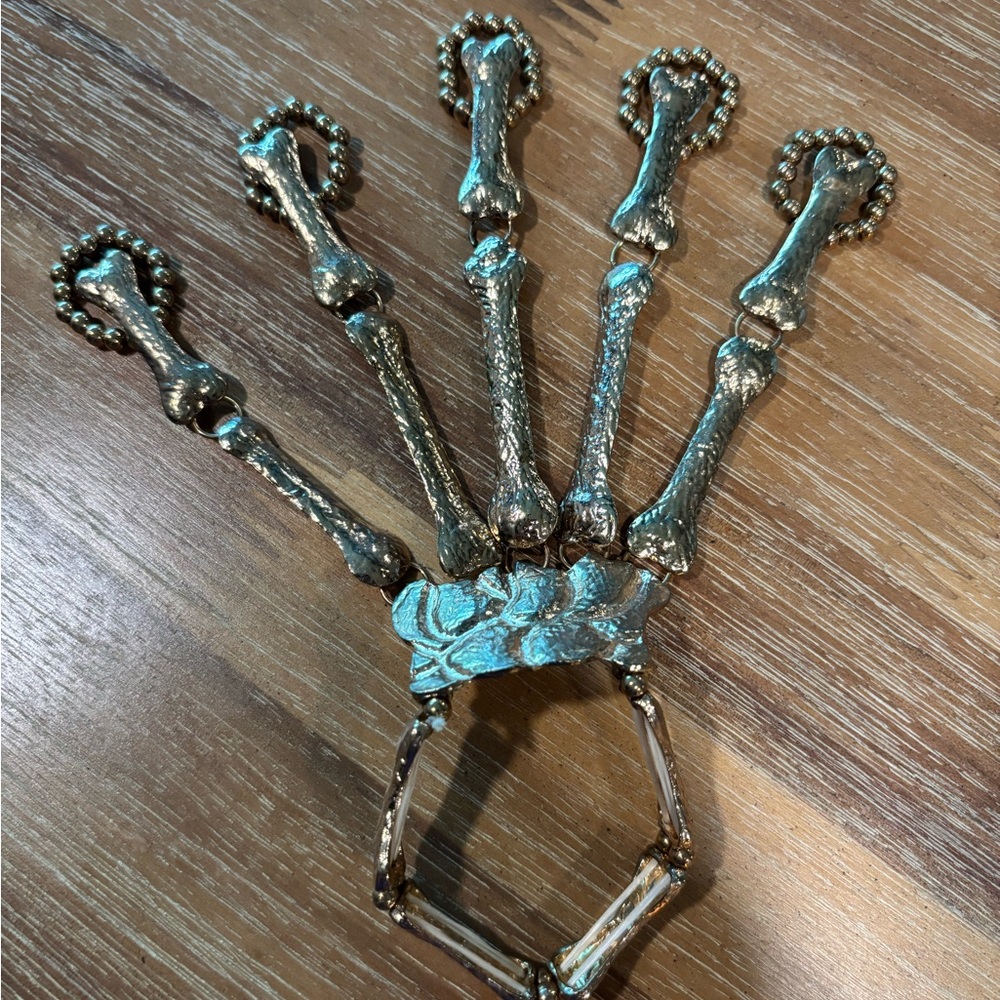 Gold Skeleton Hand Bracelet
